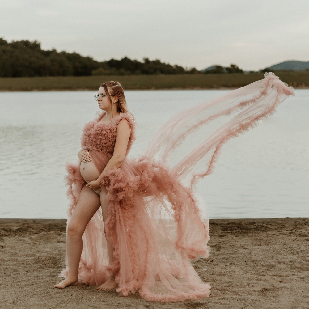 Elegant Pink Maternity Gown